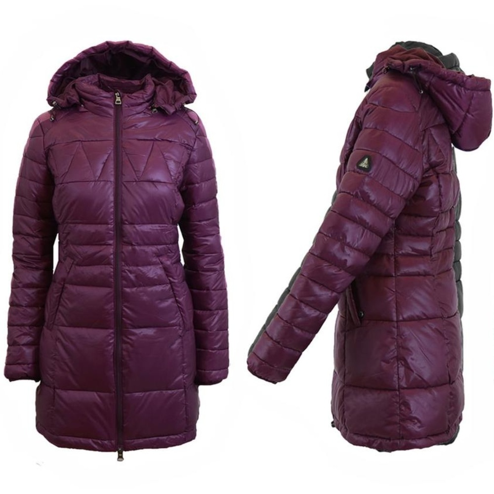 Women's Silhouette Style Puffer Jackets - Burgundy - Picture 1 of 2